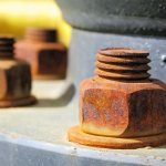 Bolts and nuts covered with rust