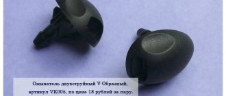 Washer nozzles for Lada Vesta