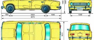 Dimensions of VAZ-2101