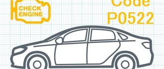 Error code P0522 – low signal level in the sensor or switch circuit of the engine oil pressure