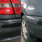 Repaired car bumper before and after