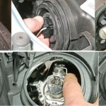 Replacing low beam lamp Lada Largus